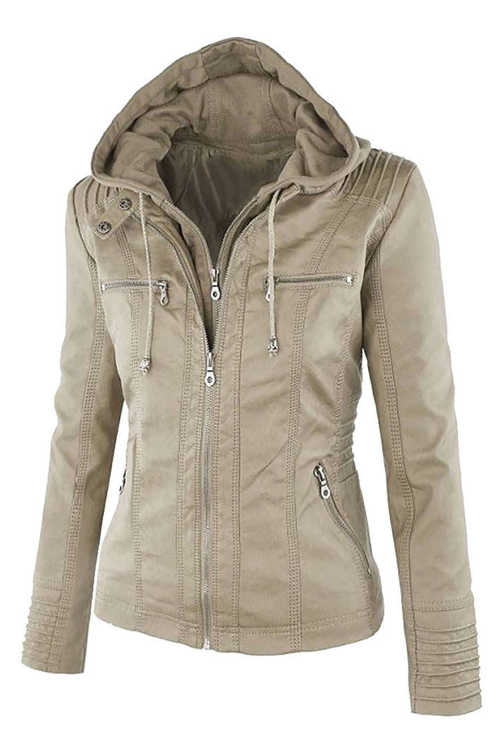 Levoire | Veste à capuche en similicuir pour femmes avec zip