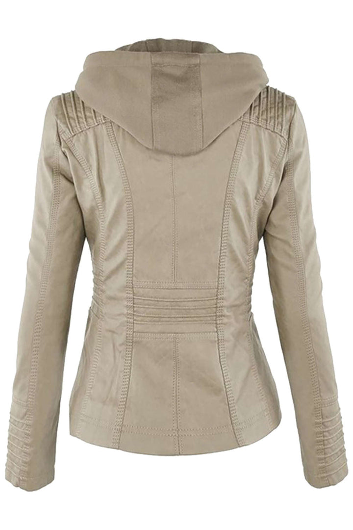 Levoire | Veste à capuche en similicuir pour femmes avec zip