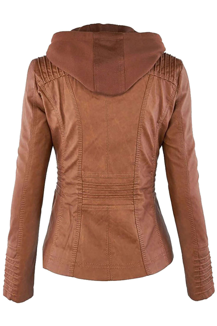 Levoire | Veste à capuche en similicuir pour femmes avec zip