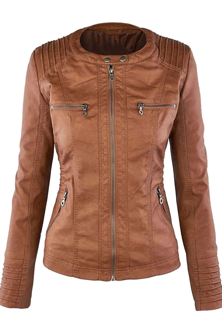 Levoire | Veste à capuche en similicuir pour femmes avec zip
