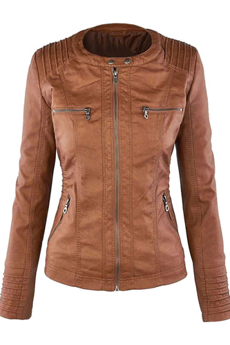 Levoire | Veste à capuche en similicuir pour femmes avec zip