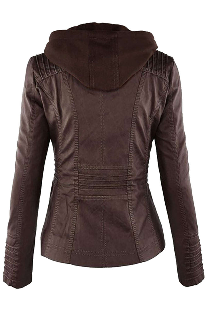 Levoire | Veste à capuche en similicuir pour femmes avec zip