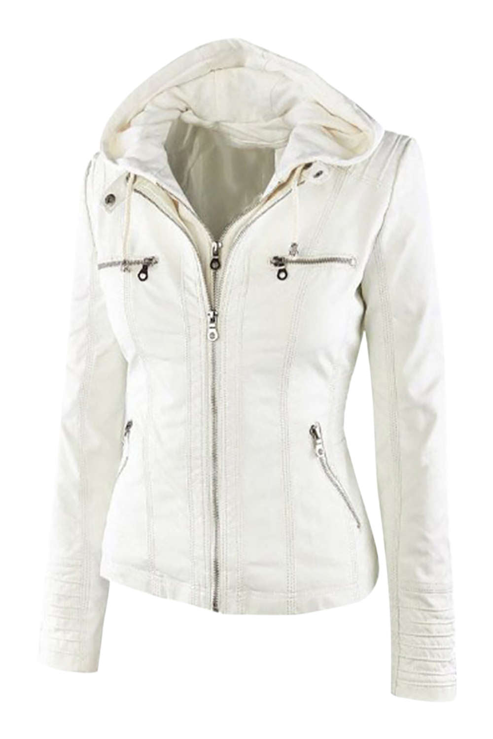 Levoire | Veste à capuche en similicuir pour femmes avec zip