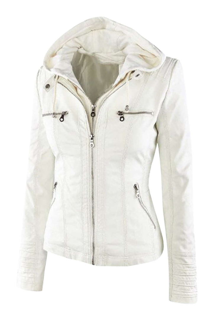 Levoire | Veste à capuche en similicuir pour femmes avec zip