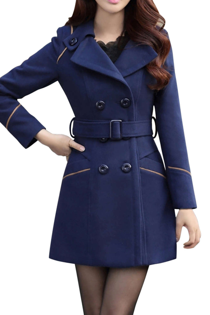 Levoire | Manteau en mélange à double boutonnage pour femmes Bleu