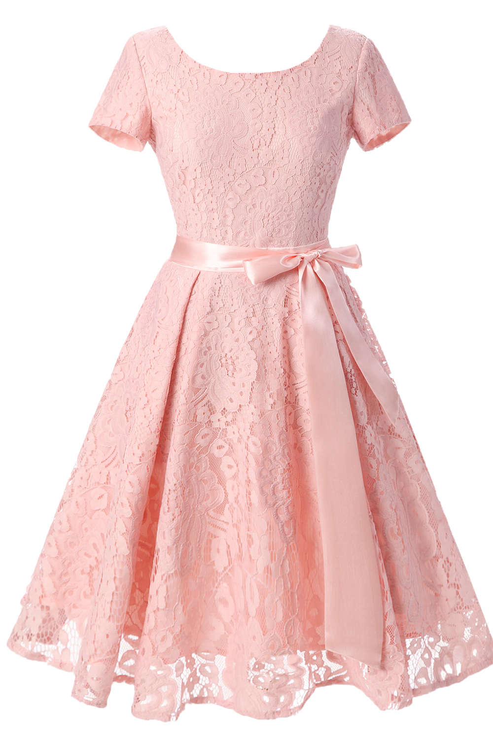 Levoire | Robe Mini Courte en Dentelle Vintage Rosa