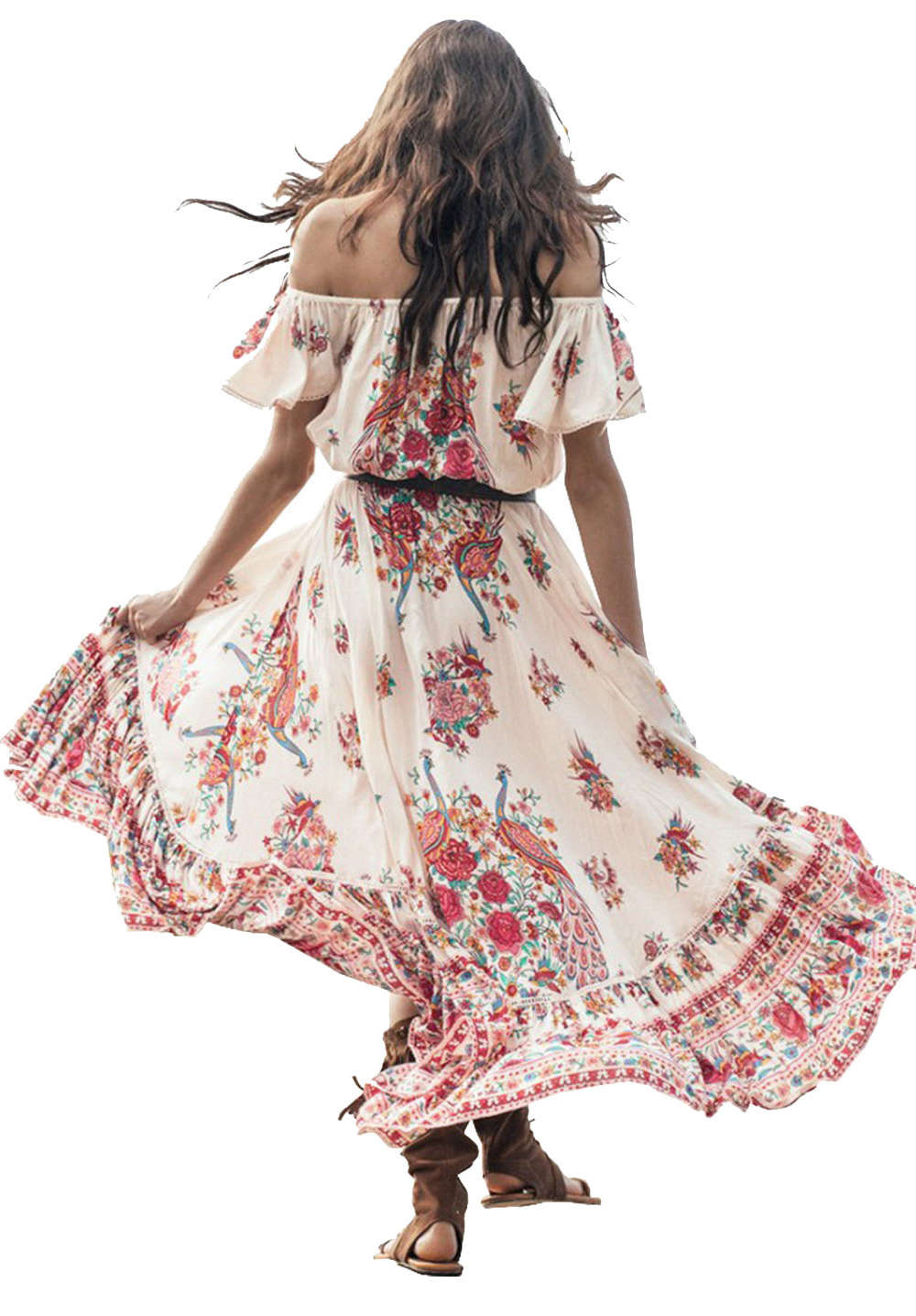 Levoire | Robe maxi florale à épaules dénudées