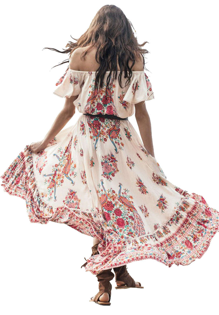 Levoire | Robe maxi florale à épaules dénudées