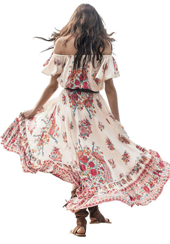 Levoire | Robe maxi florale à épaules dénudées