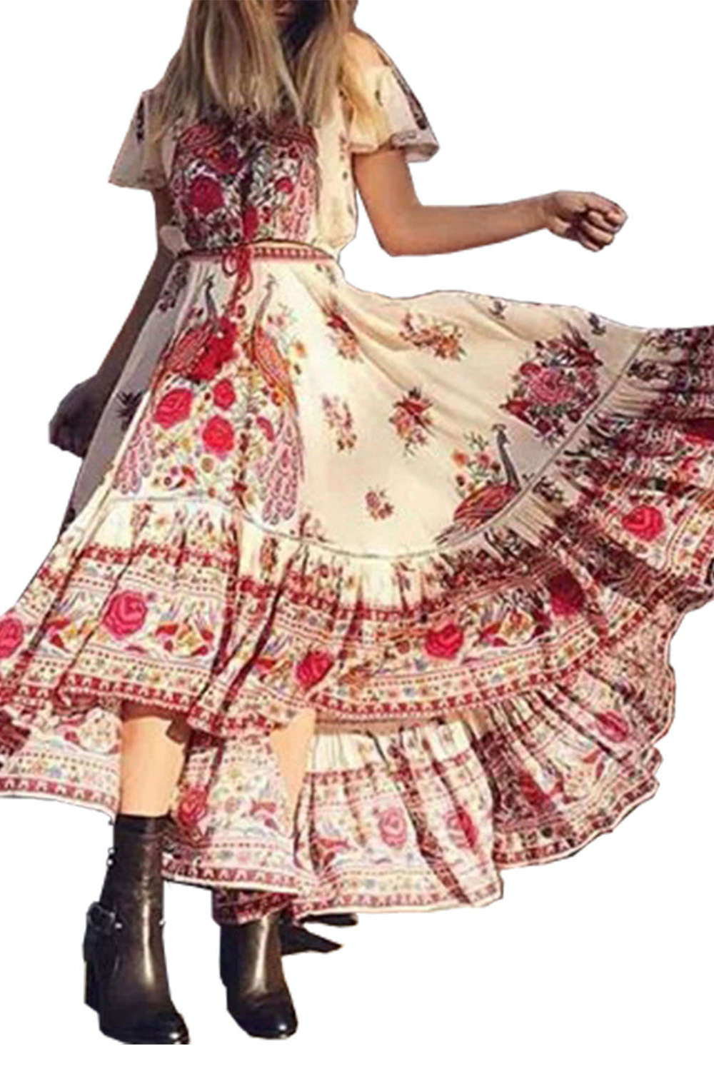 Levoire | Robe maxi florale à épaules dénudées