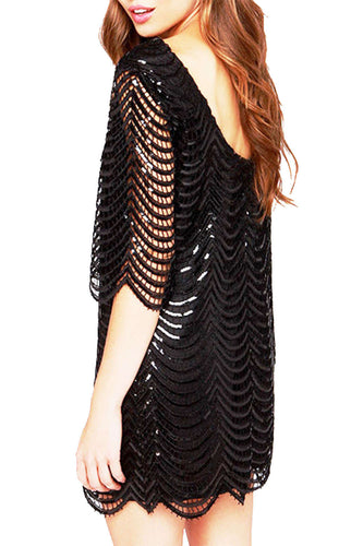 Levoire | Robe shift à col châle en sequins