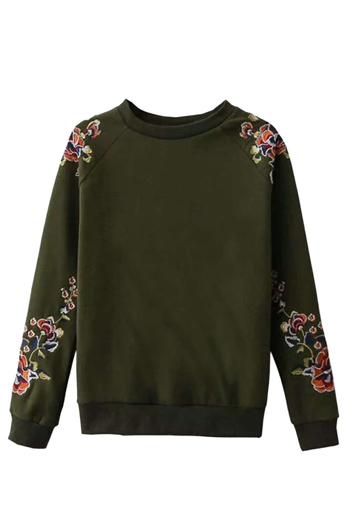 Levoire | Sweat-shirt à col rond floral brodé Vert