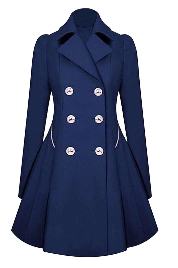 Levoire | Manteau trench doudoune double boutonnage pour femmes Bleu marine