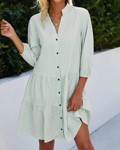 Levoire | Robe À Manches Longues 100% Coton Avec Une Coupe Fluide Vert