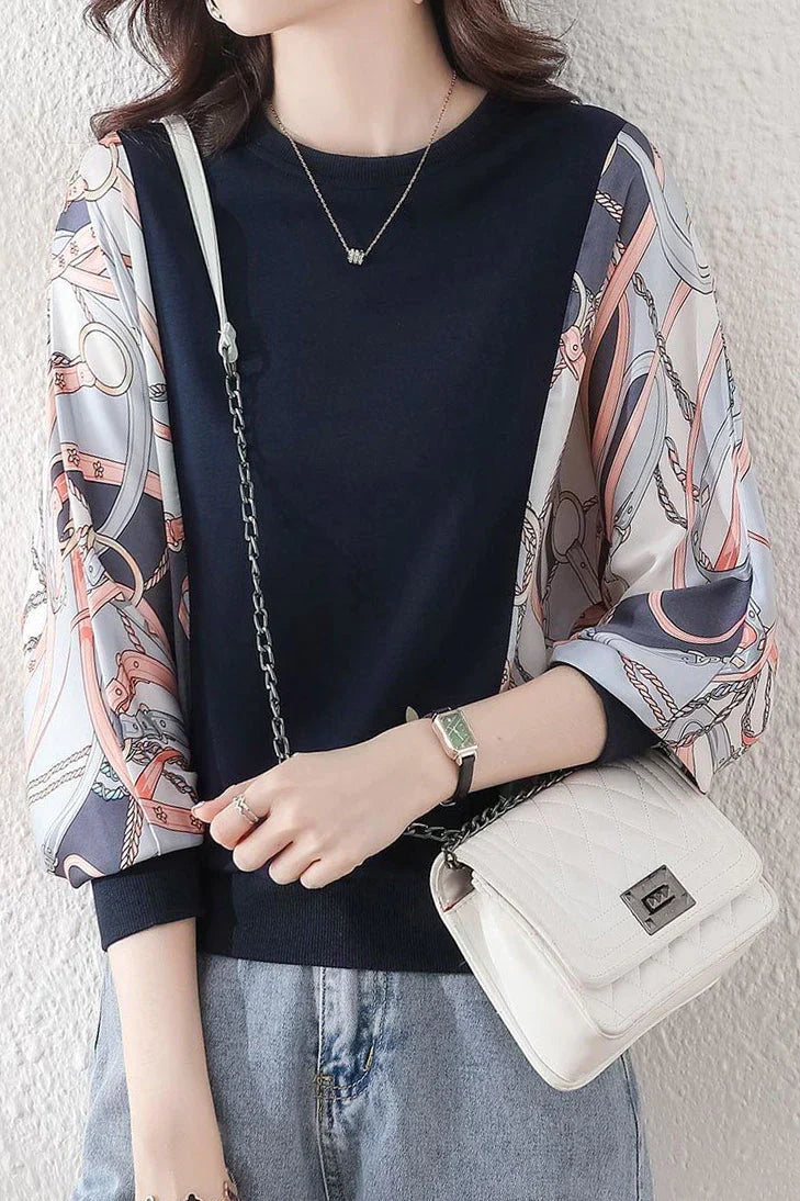 Levoire | PULL AVEC IMPRIMÉ SOUS LES BRAS Bleu