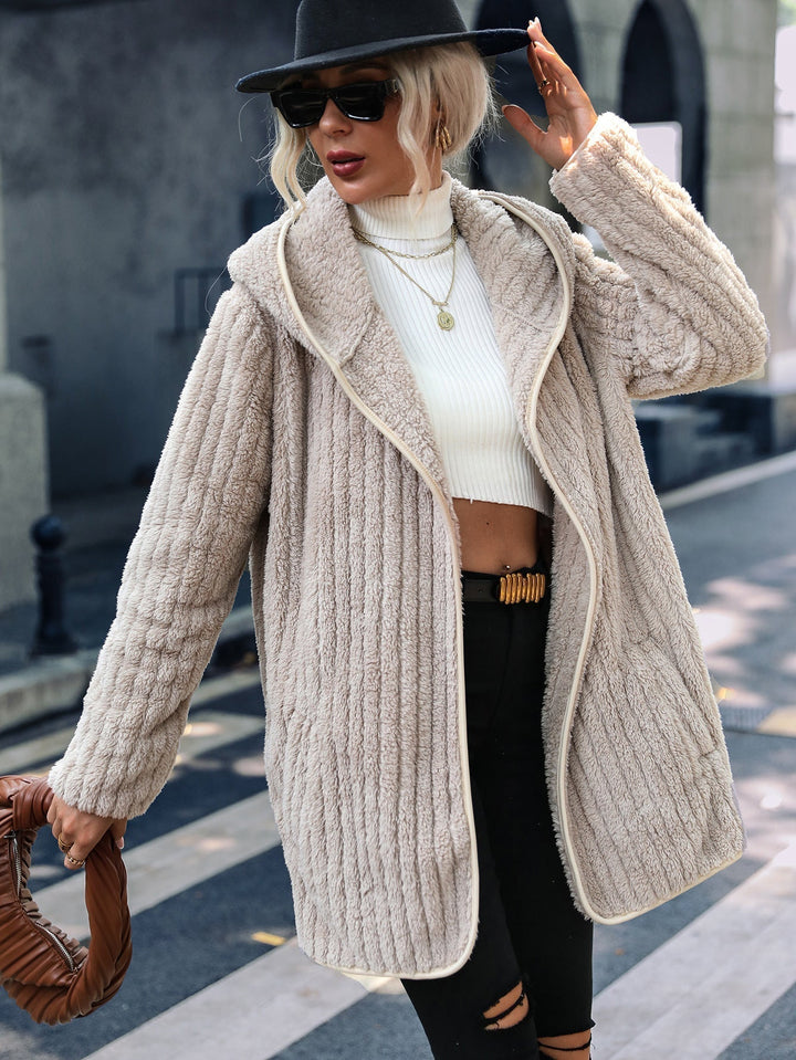 Levoire | Manteau Court En Teddy-Fleece Avec Capuche Beige