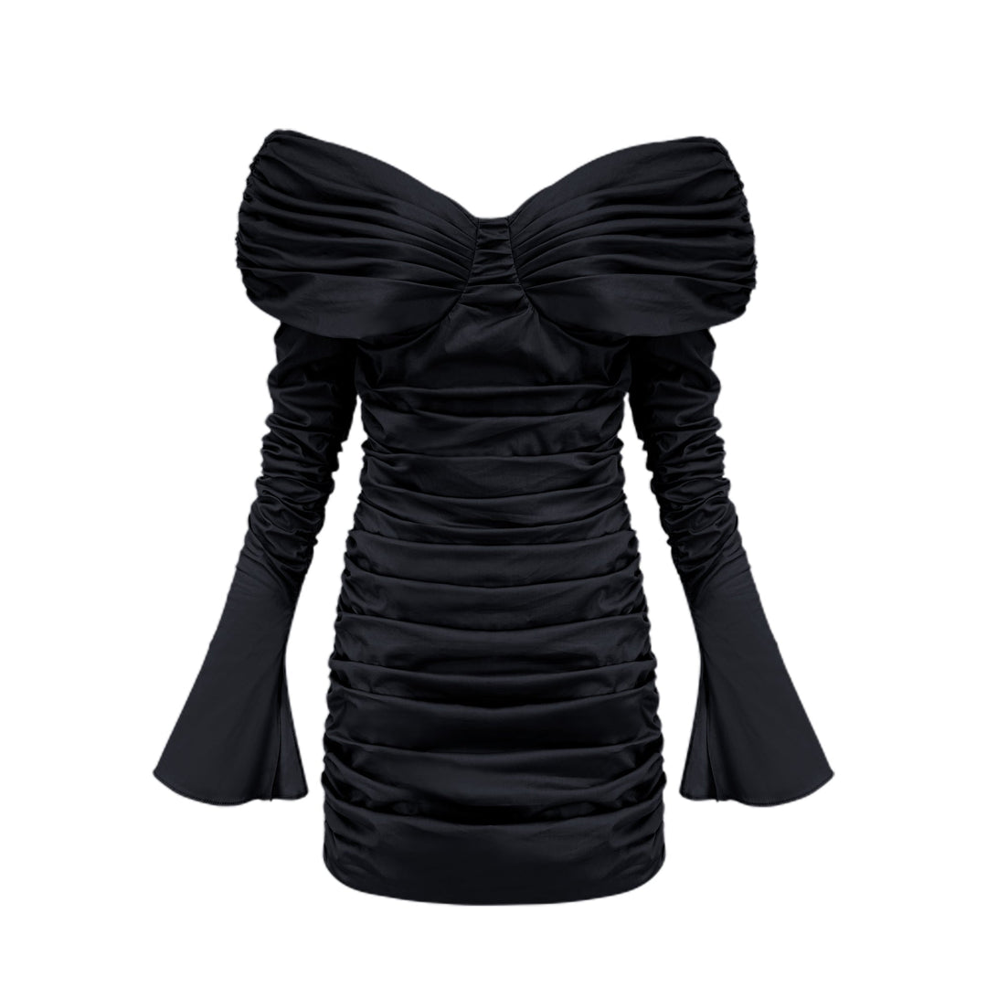 Levoire | Robe Mini À Épaules Dégagées Raffung Noir