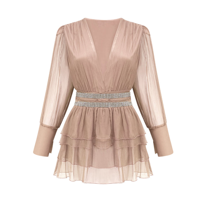 Levoire | Robe Mini En Soie Ornée De Cristaux Rosa