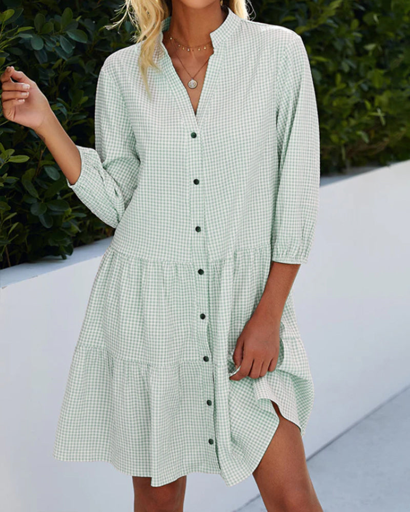 Levoire | Robe À Carreaux Avec Col Montant
