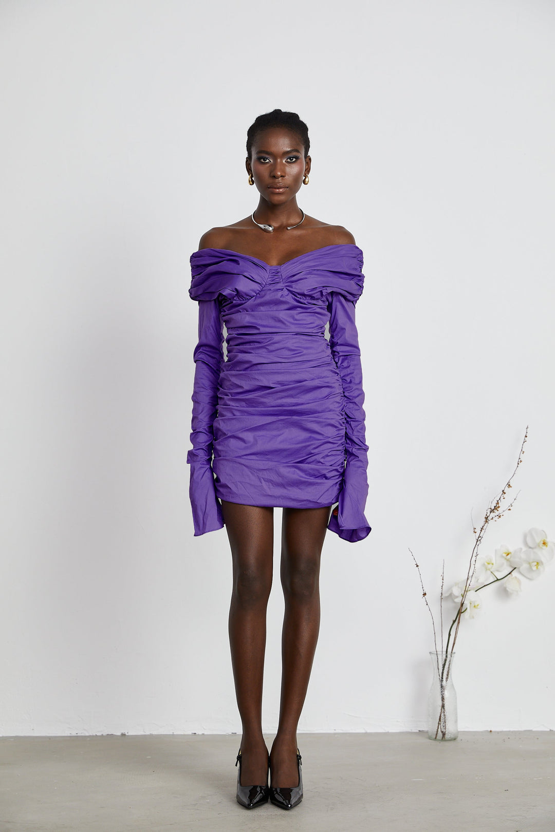 Levoire | Robe Mini À Épaules Dégagées Raffung