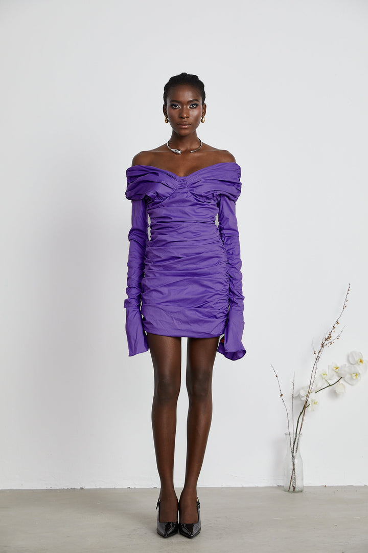 Levoire | Robe Mini À Épaules Dégagées Raffung