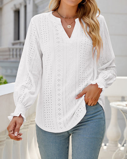Levoire | Blouse Élégante Avec Détails En Volants Blanc