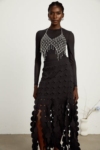 Levoire | Conception Disque Jupe Maxi Franges Noir
