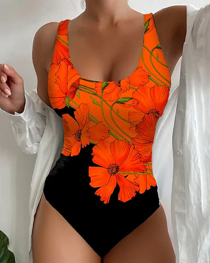 Levoire | Maillot De Bain Avec Un Motif Floral Élégant Orange