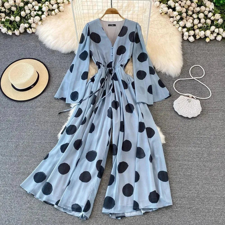 Levoire | Salopette à col V avec imprimé à pois Bleu Une taille