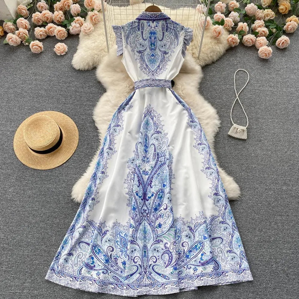 Levoire | Robe rétro femme avec col montant et lacets d'été
