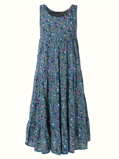 Levoire | Femme Robe Longue Florale - Bleu