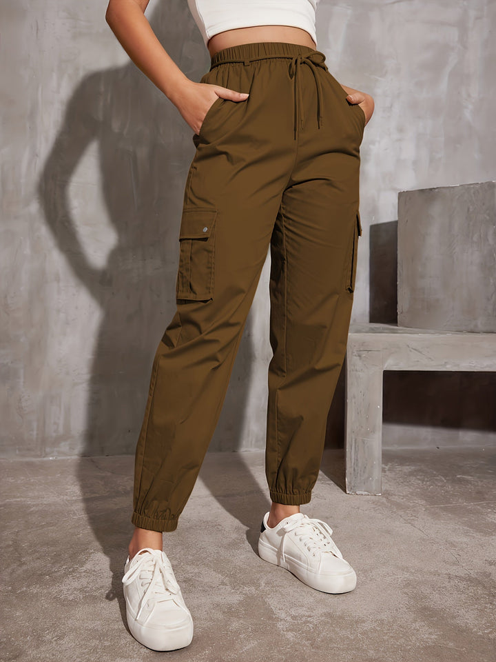Levoire | Pantalons Cargo Taille Haute Uni Olive vert 1