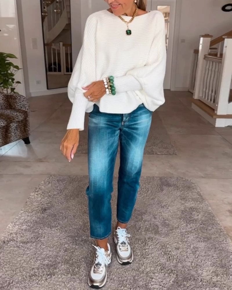 Levoire | Pull Élégant Avec Col Large Et Manches Bouffantes