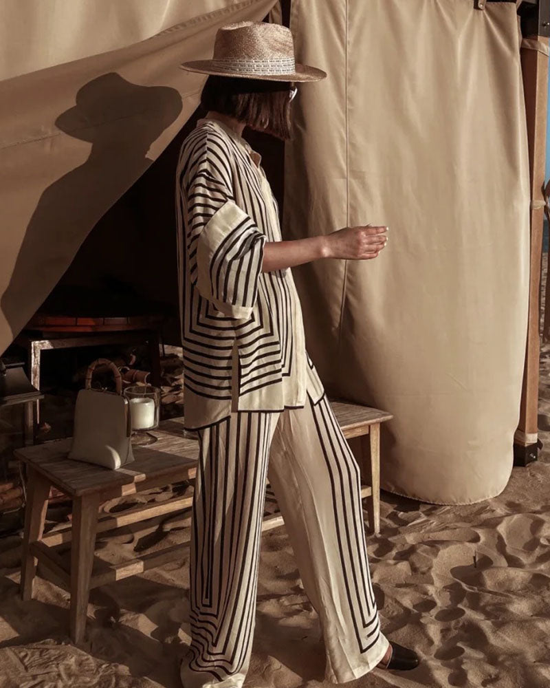 Levoire | Chemise Décontractée À Manches Raglan À Rayures Polyvalente