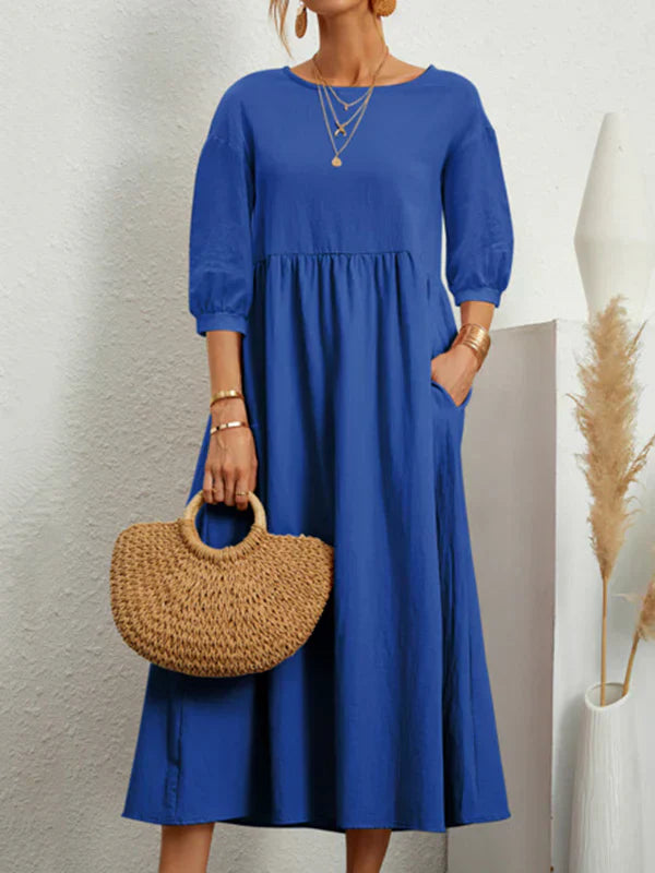 Levoire | Robe D'Été À Manches Ballons Bleu