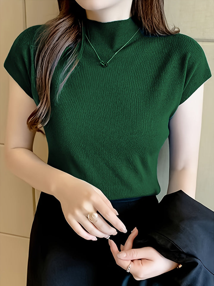 Levoire | Chemise À Manches Courtes À Col Haut Pour Femmes Liana Vert foncé
