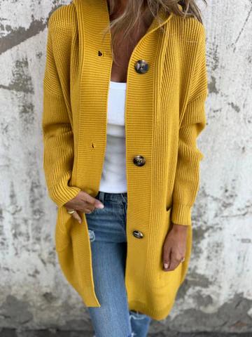 Levoire | Cardigan Pour Femme Avec Capuche Jaune