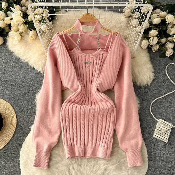 Levoire | Robe pour femme 2 pièces : Robe avec des cordons et chemise élégante Rosa Une taille