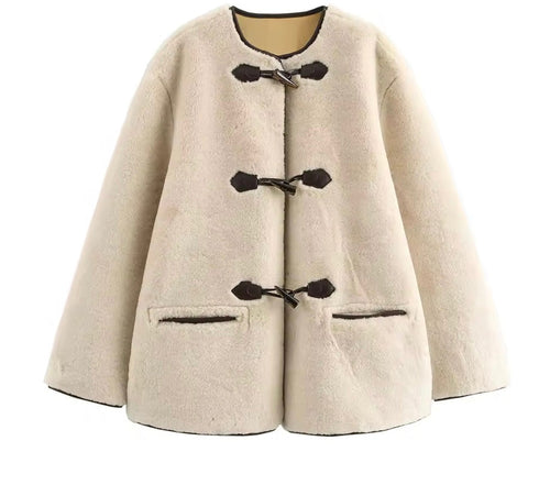 Levoire | Manteau Teddy Élégant Avec Fermetures À Nœud Beige