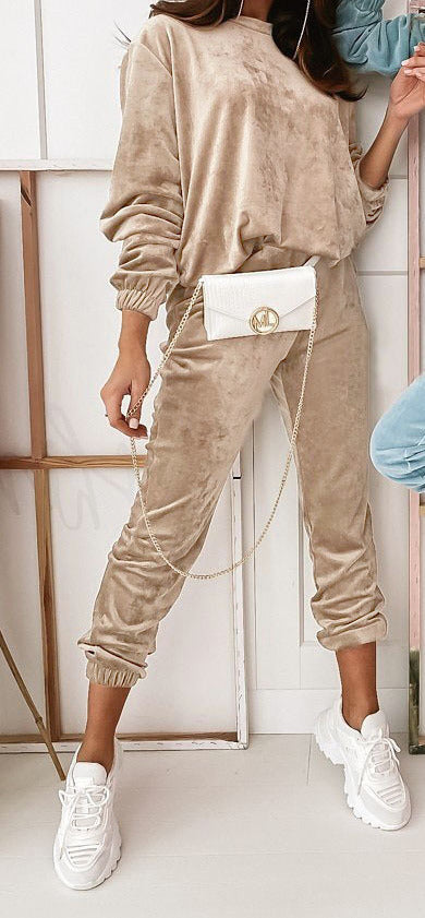 Levoire | Jogging Suit Confortable Tendance Doux Pour Femmes Beige