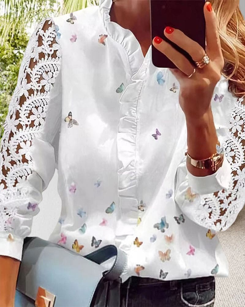 Levoire | Blouse En Dentelle Pour Femmes Avec Impression Patchwork