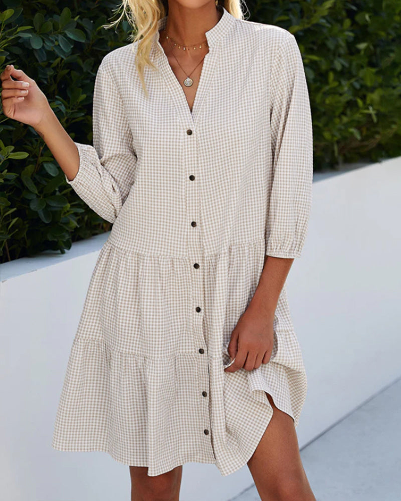 Levoire | Rento Robe À Carreaux D'Été Pour Femmes Beige