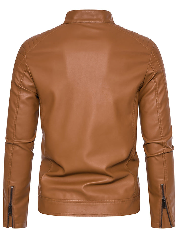 Levoire | Chic Veste D'Été En Cuir Pour Hommes Avec Zip Et Col Montant