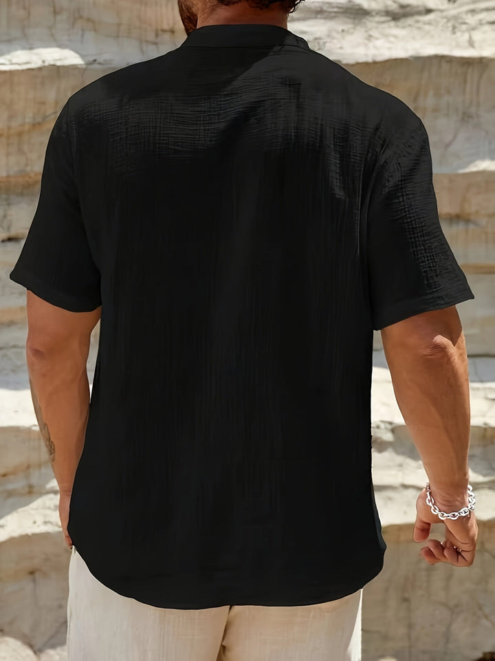 Levoire | Chemise Henley En Coton Pour Hommes À Manches Courtes