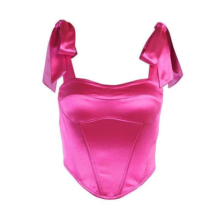 Levoire | Haut Satin Sans Dos, Cintré, Avec Dentelle