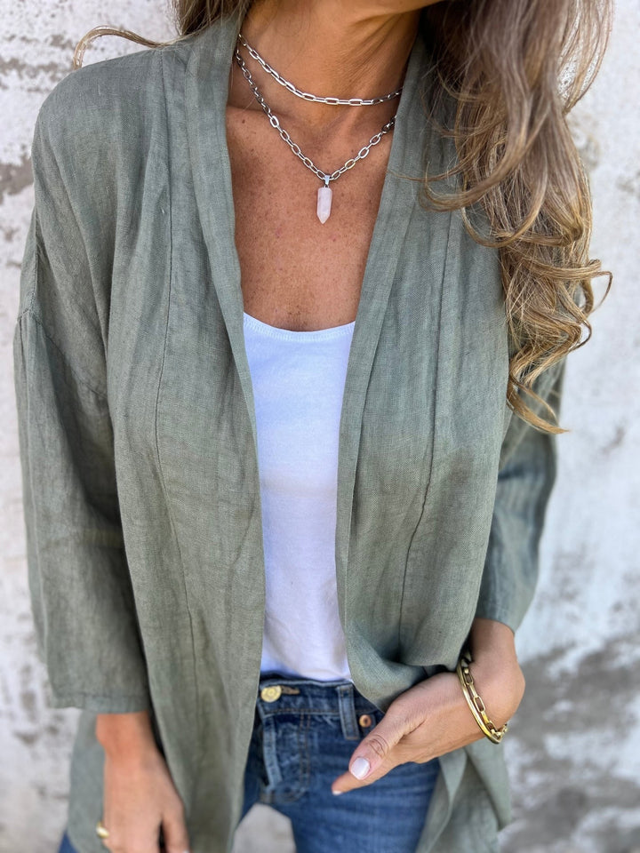 Levoire | Gilet En Lin Avec Volants Et Manches 3/4