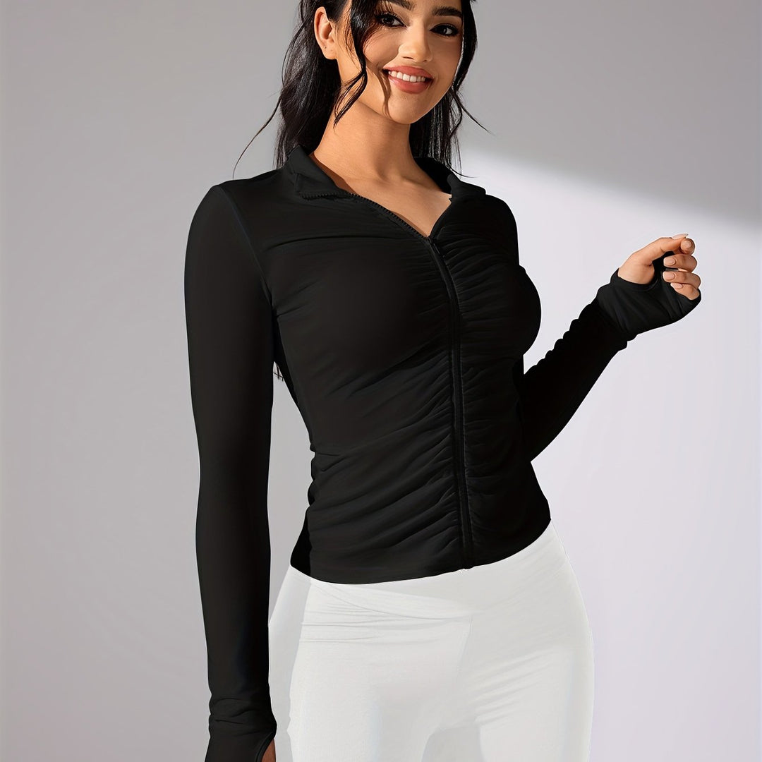 Levoire | Couleur Unique, Veste De Sport Décontractée À Manches Longues Et Fermeture Éclair Sur Toute La Longueur