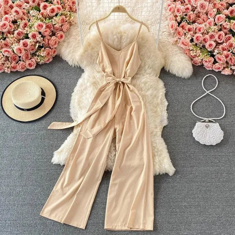 Levoire | Combinaison décontractée unie avec bretelles Taille moyenne Abricot