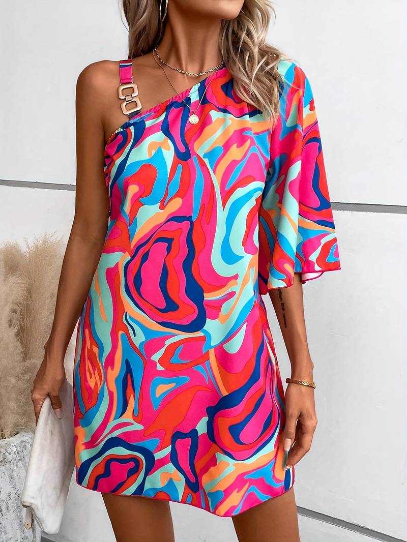 Levoire | Robe À Bretelles Abstraite À Une Épaule