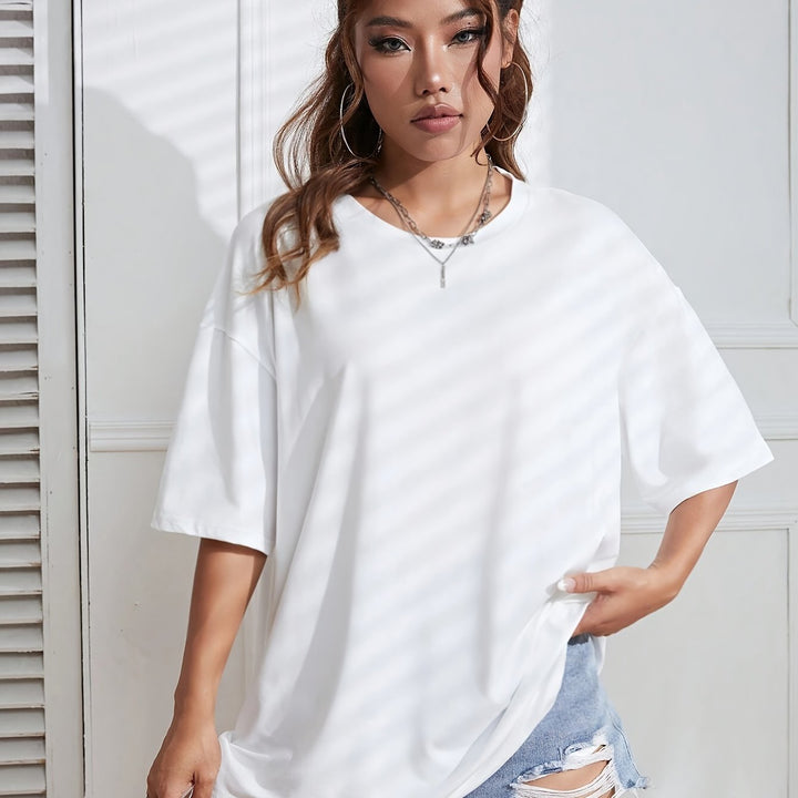 Levoire | T-Shirt Sportif Y2K De Couleur Unie Avec Col Rond Et Manches Courtes Légèrement Amples